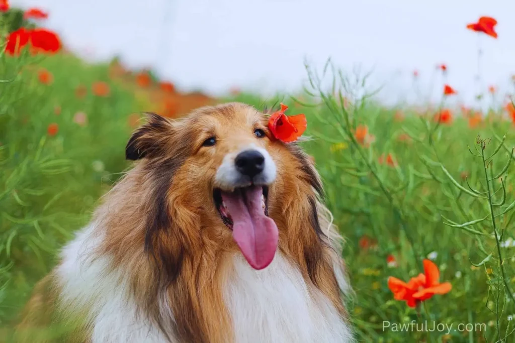 Collie with Flower Lovely