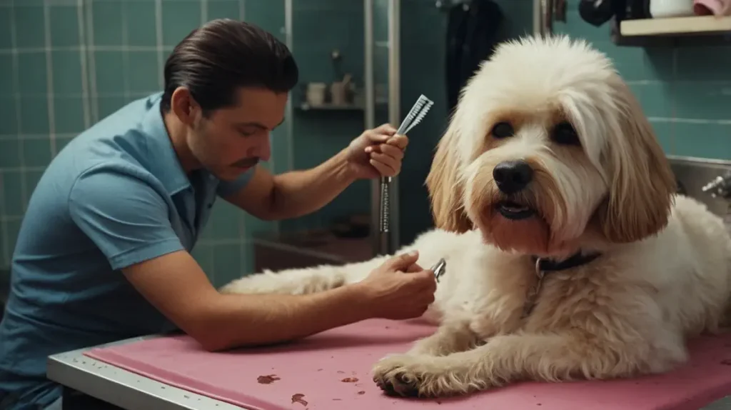 Grooming the dog